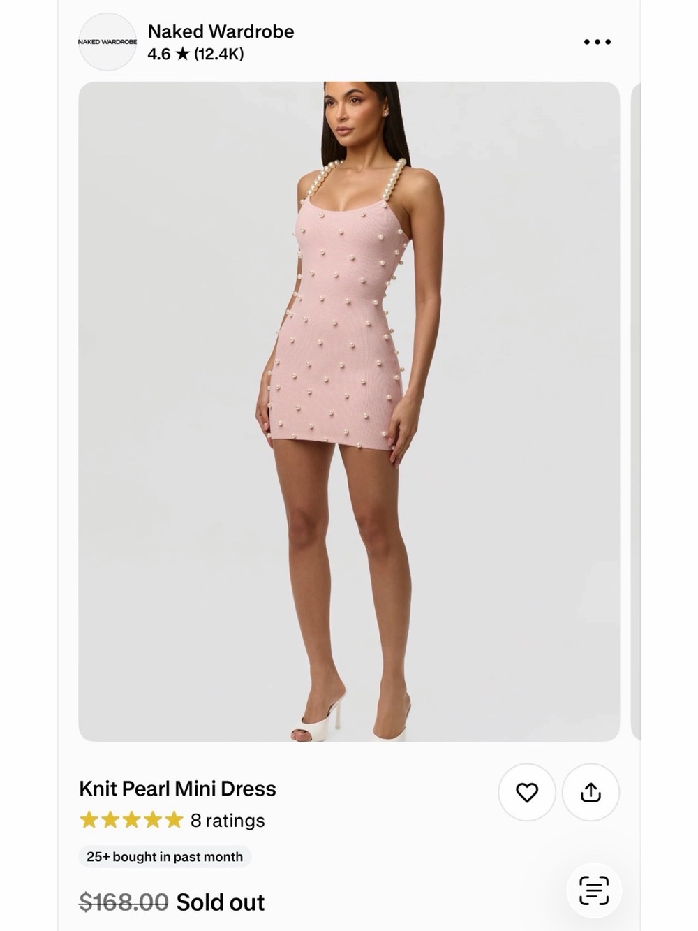 Naked, wardrobe, pink dress with Pearl embellishment sold out online
